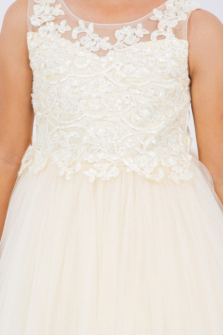 Girls Applique Sleeveless Tulle Gown by Cinderella Couture 5129