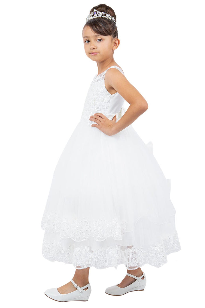 Girls Applique Sleeveless Tulle Gown by Cinderella Couture 5129