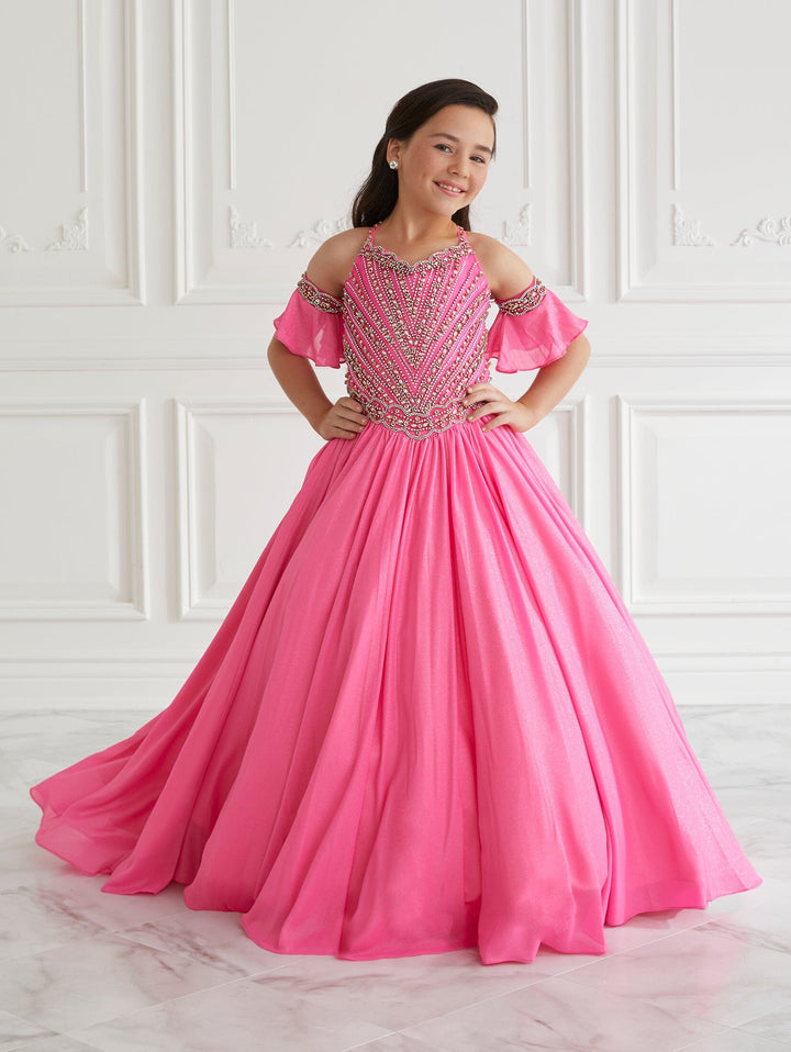 Girls Beaded Chiffon Gown by Tiffany Princess 13665