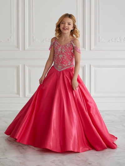 Girls Beaded Cold Shoulder Gown by Tiffany Princess 13666