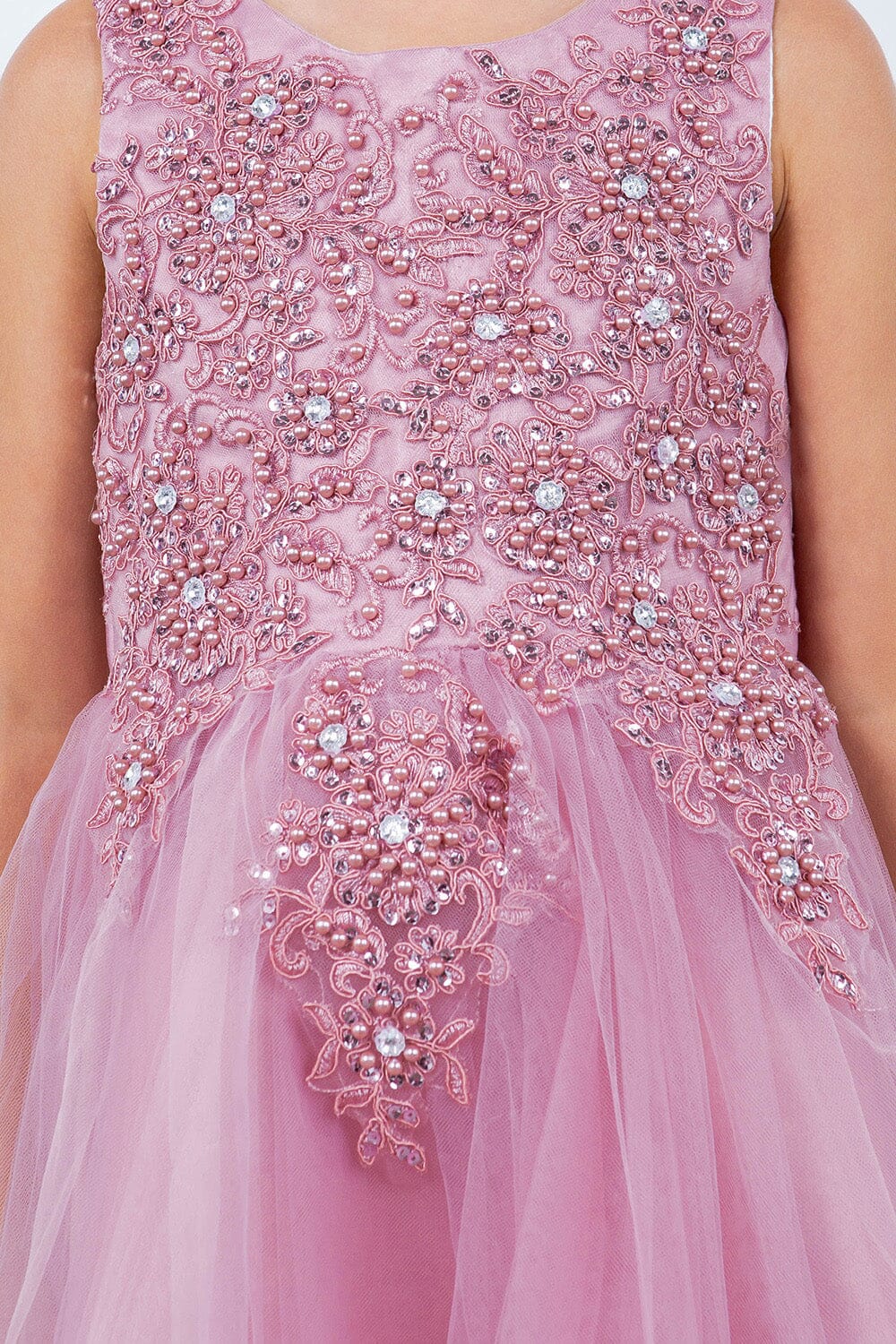 Girls Beaded High Low Tulle Dress by Cinderella Couture 9086