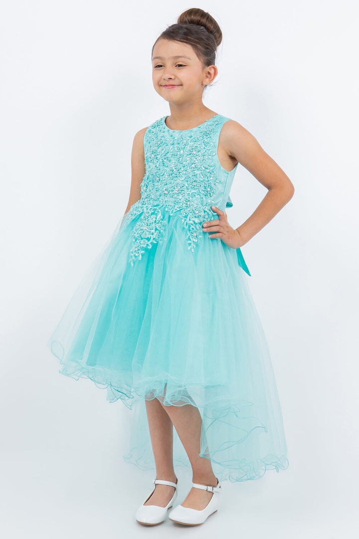 Girls Beaded High Low Tulle Dress by Cinderella Couture 9086