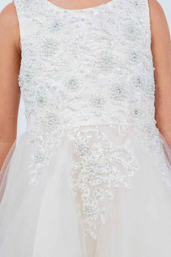 Girls Beaded High Low Tulle Dress by Cinderella Couture 9086