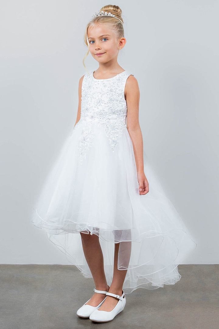 Girls Beaded High Low Tulle Dress by Cinderella Couture 9086