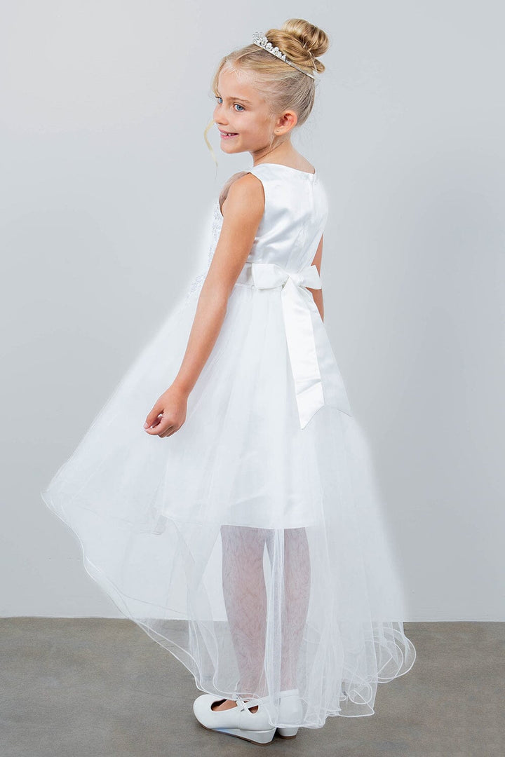 Girls Beaded High Low Tulle Dress by Cinderella Couture 9086