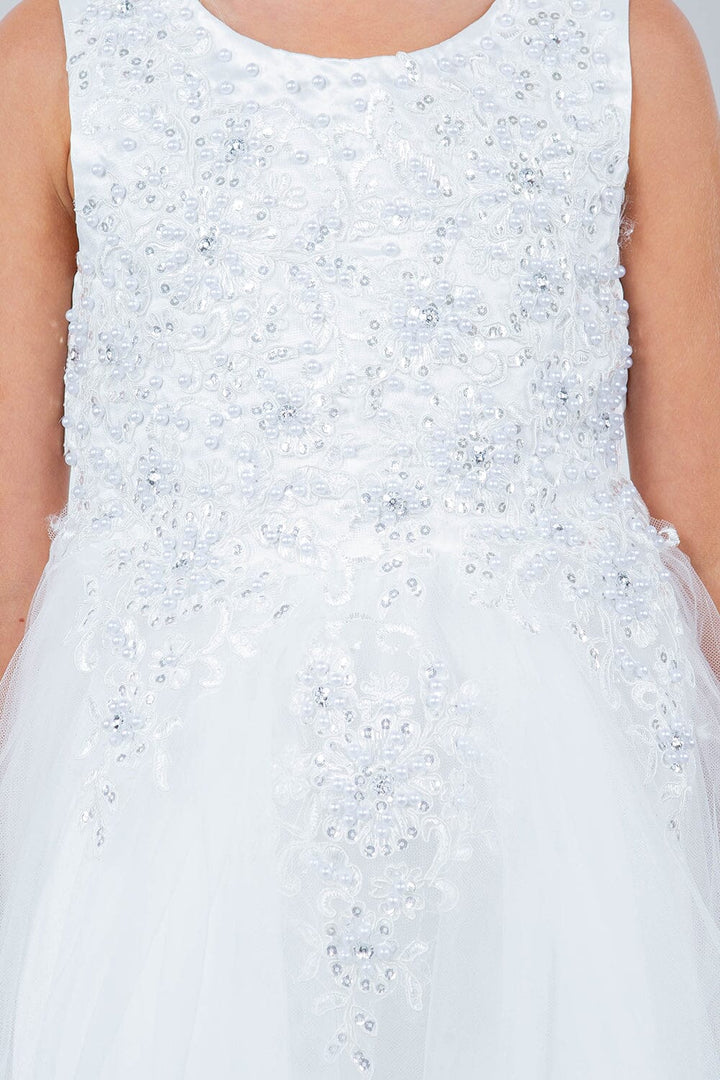 Girls Beaded High Low Tulle Dress by Cinderella Couture 9086