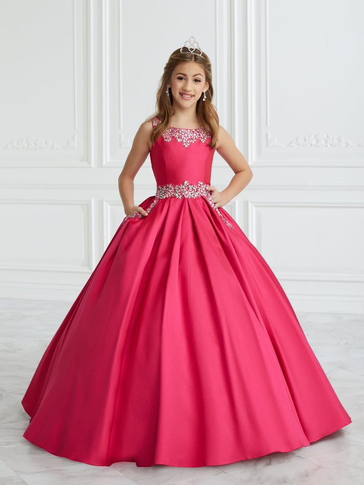 Girls Beaded Mikado Gown by Tiffany Princess 13691