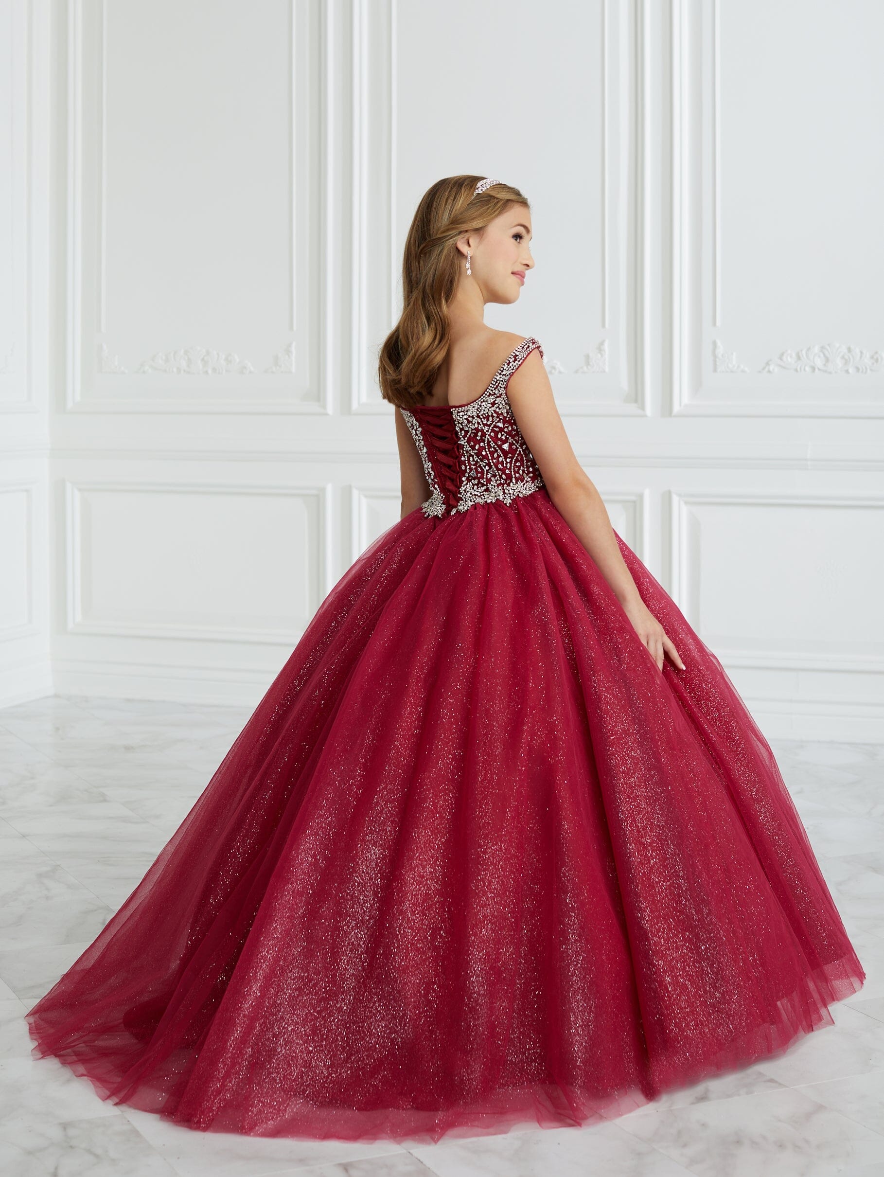 Girls Beaded Puff Sleeve Gown by Tiffany Princess 13680 – ABC Fashion