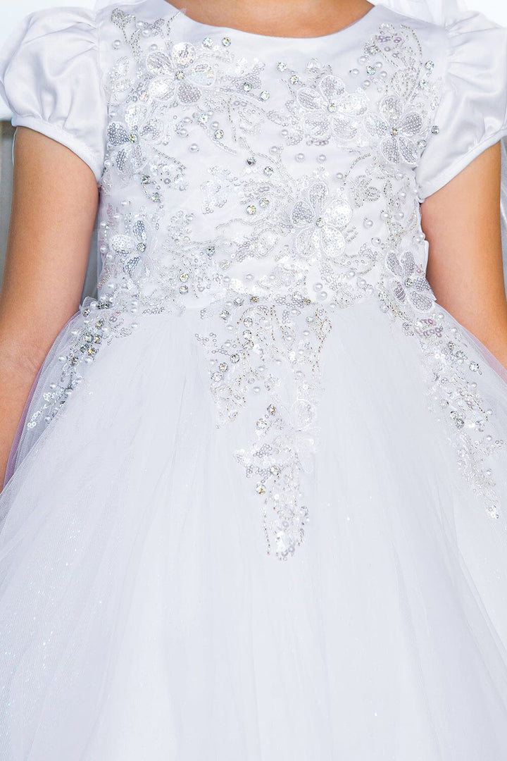 Girls Beaded Short Sleeve Gown by Cinderella Couture 2016