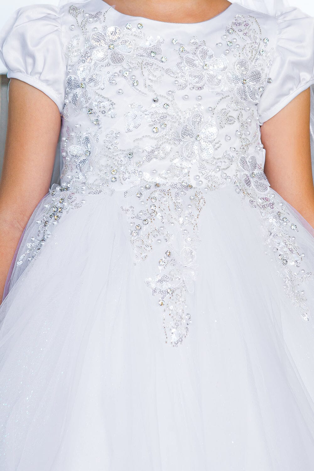 Cinderella Couture C017 A Line 3D Applique Beaded Flower Girl Dress - White / 16 Cinderella Couture C017 A Line 3D Applique Beaded Flower Girl Dress - White / 16