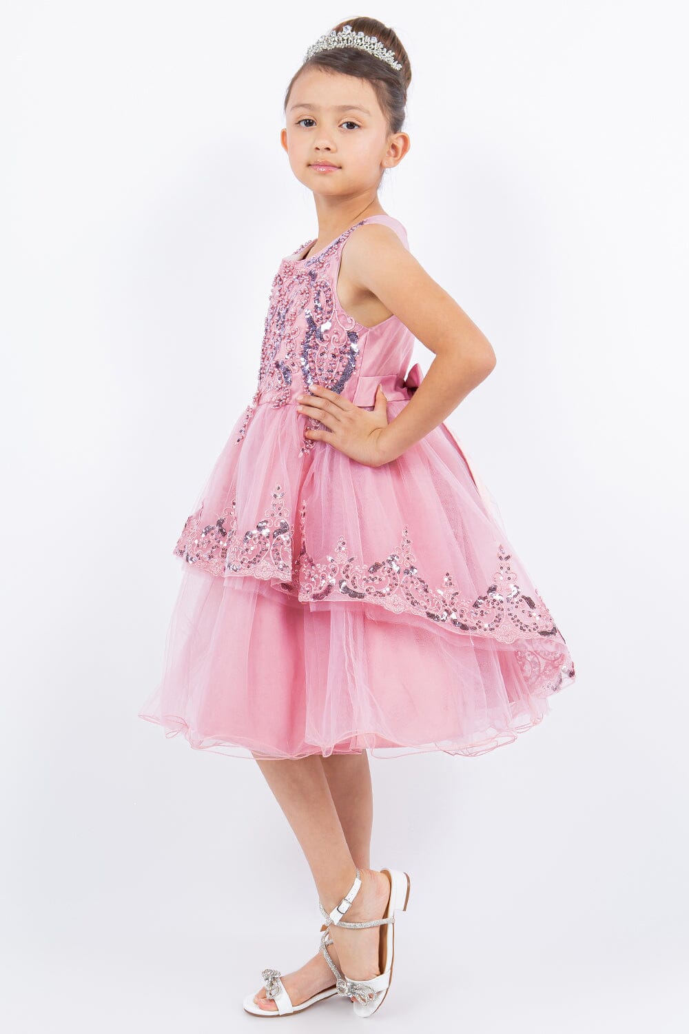 Girls Beaded Short Sleeveless Dress by Cinderella Couture 9132