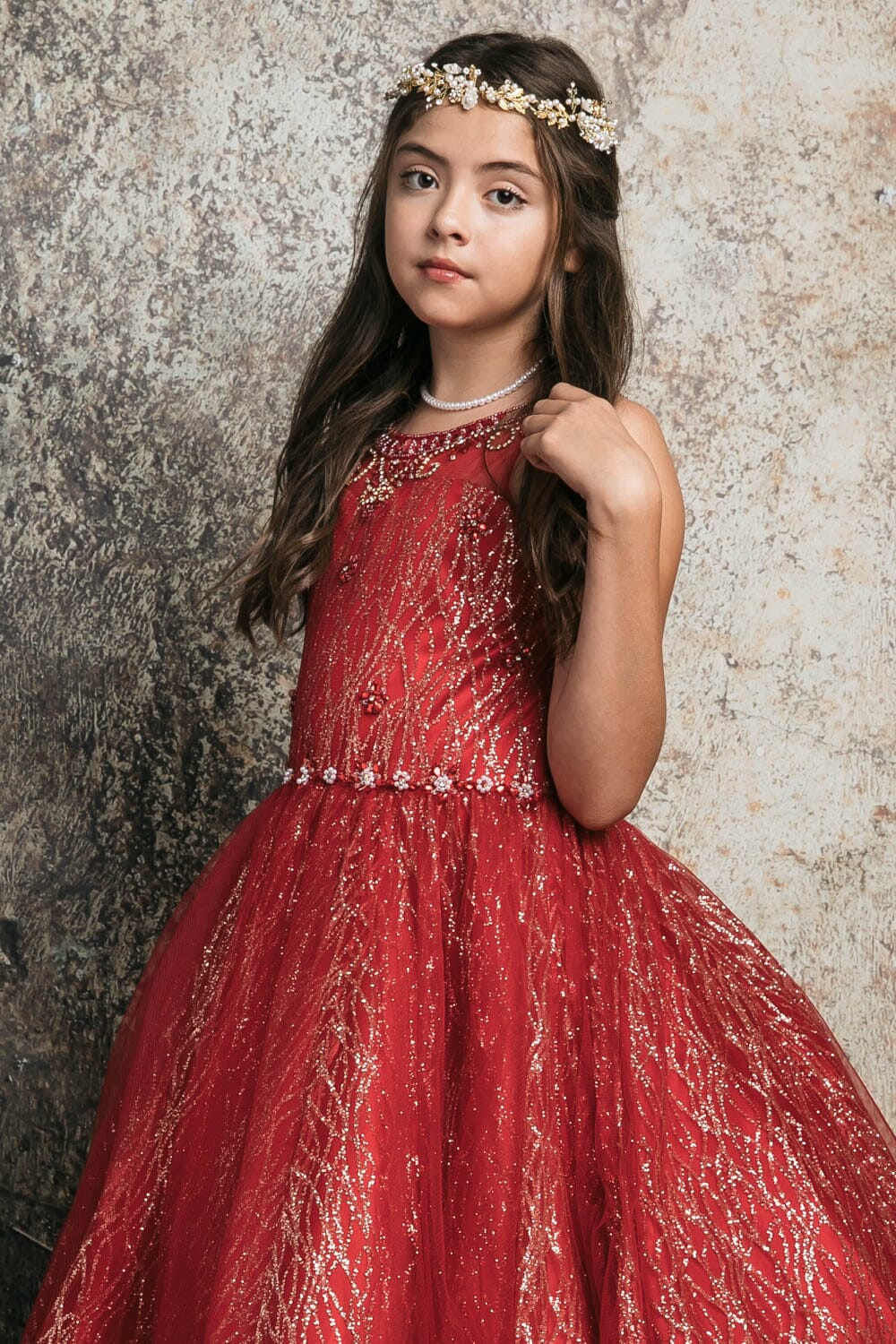 Girls Beaded Sleeveless Glitter Gown by Petite Adele C334 12 / Lilac Girls Beaded Sleeveless Glitter Gown by Petite Adele C334 12 / Lilac