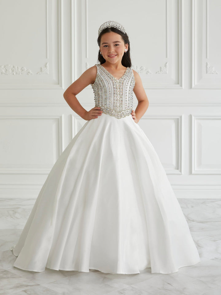 Girls Beaded Sleeveless Gown by Tiffany Princess 13658