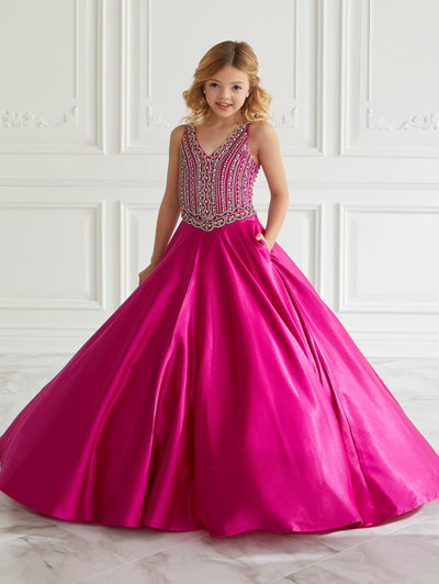 Girls Beaded Sleeveless Gown by Tiffany Princess 13658