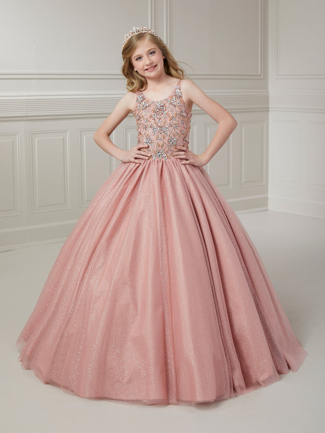 Girls Beaded Sleeveless Gown by Tiffany Princess 13723