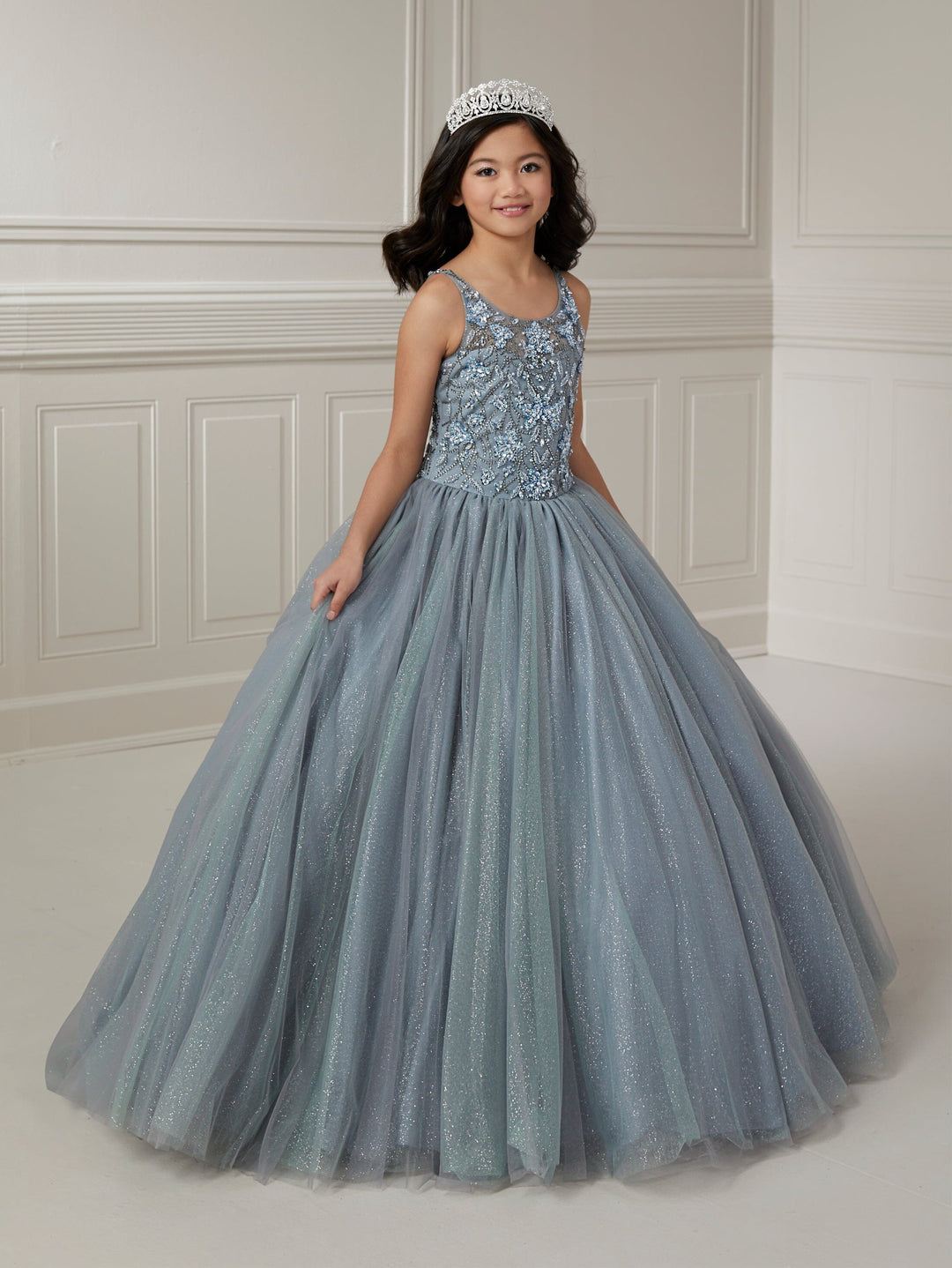 Girls Beaded Sleeveless Gown by Tiffany Princess 13723