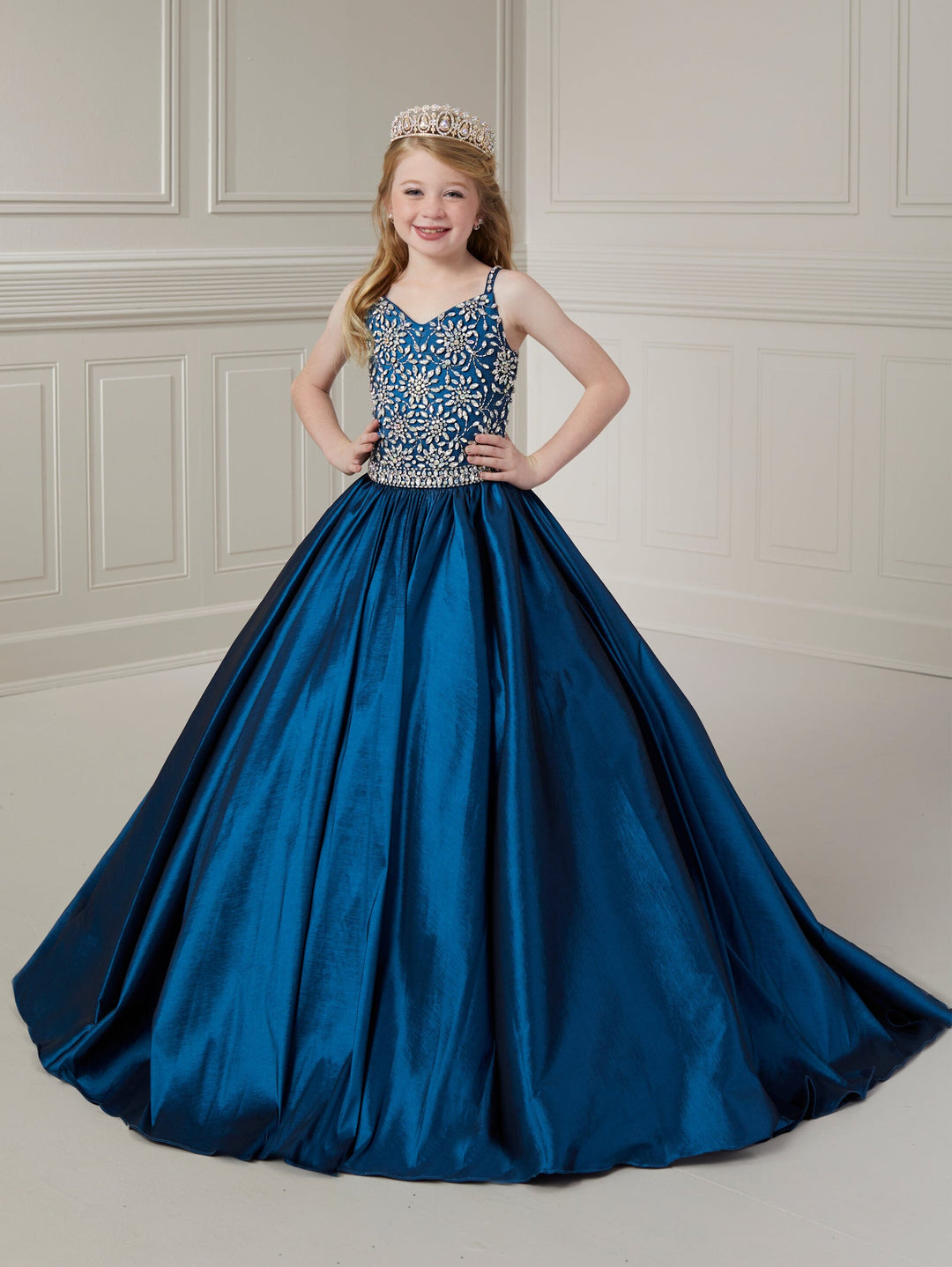 Girls Beaded Taffeta Gown by Tiffany Princess 13721