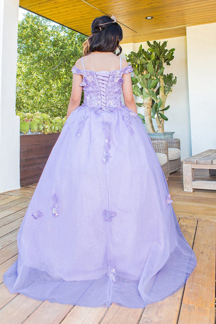 Girls Butterfly Cape Sleeve Gown by Cinderella Couture 8075