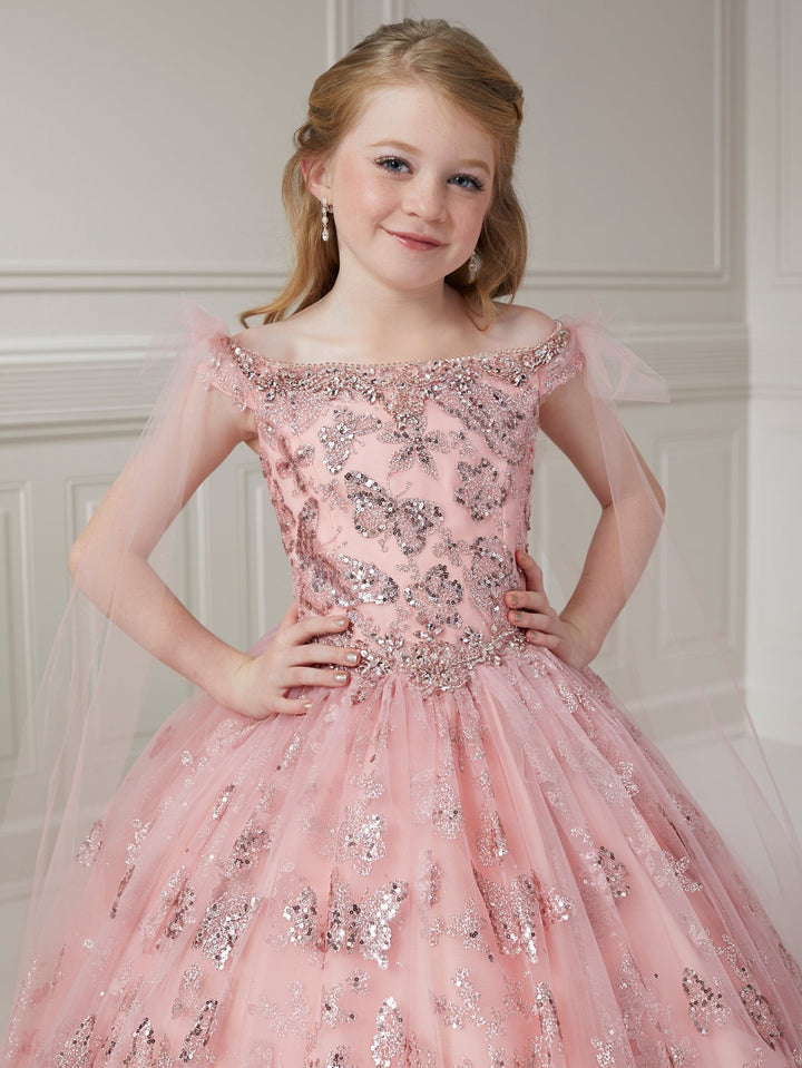 Girls Butterfly Glitter Print Gown by Tiffany Princess 13717
