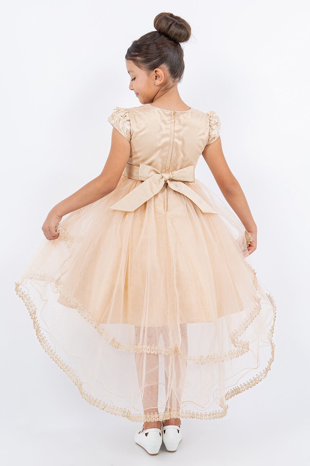 Girls Cap Sleeve High Low Dress by Cinderella Couture 9123