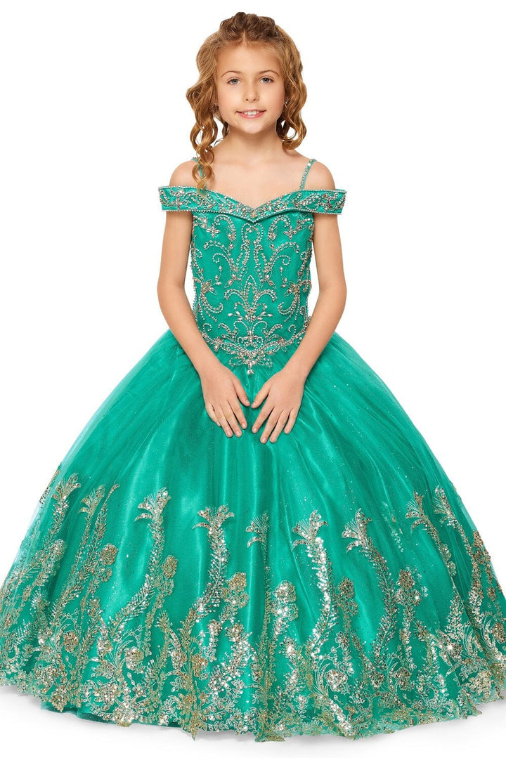 Girls Cold Shoulder Ball Gown by Cinderella Couture 8017