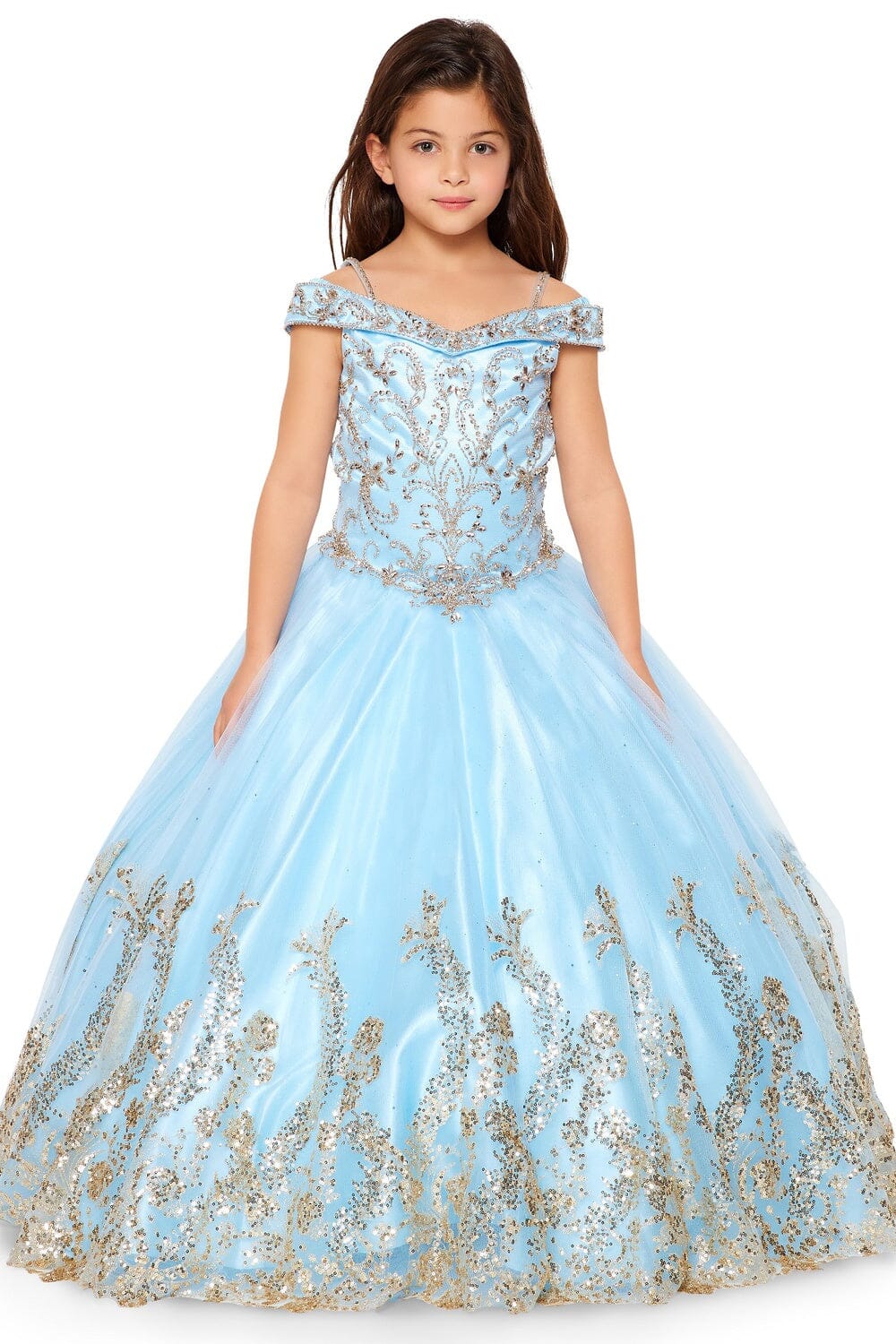Girls Cold Shoulder Ball Gown by Cinderella Couture 8017