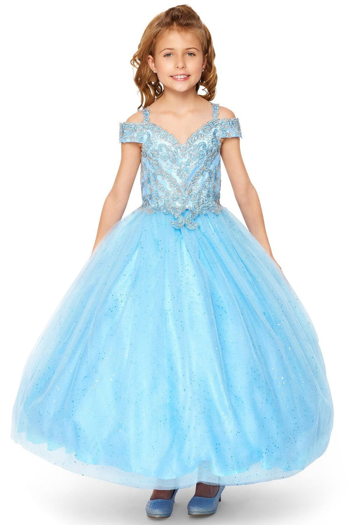Girls Cold Shoulder Ball Gown by Cinderella Couture 8028