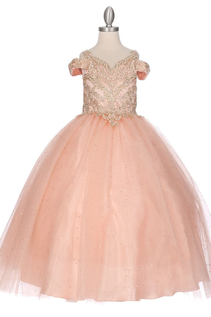 Girls Cold Shoulder Ball Gown by Cinderella Couture 8028