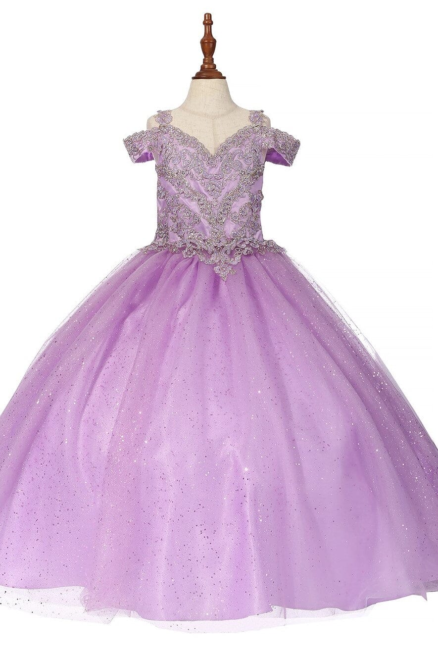Girls Cold Shoulder Ball Gown by Cinderella Couture 8028