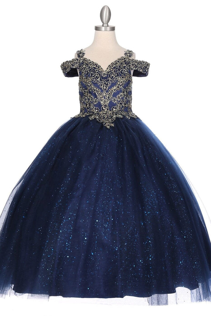 Girls Cold Shoulder Ball Gown by Cinderella Couture 8028