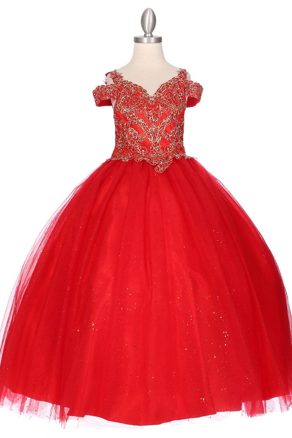 Girls Cold Shoulder Ball Gown by Cinderella Couture 8028
