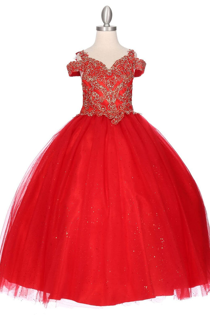 Girls Cold Shoulder Ball Gown by Cinderella Couture 8028