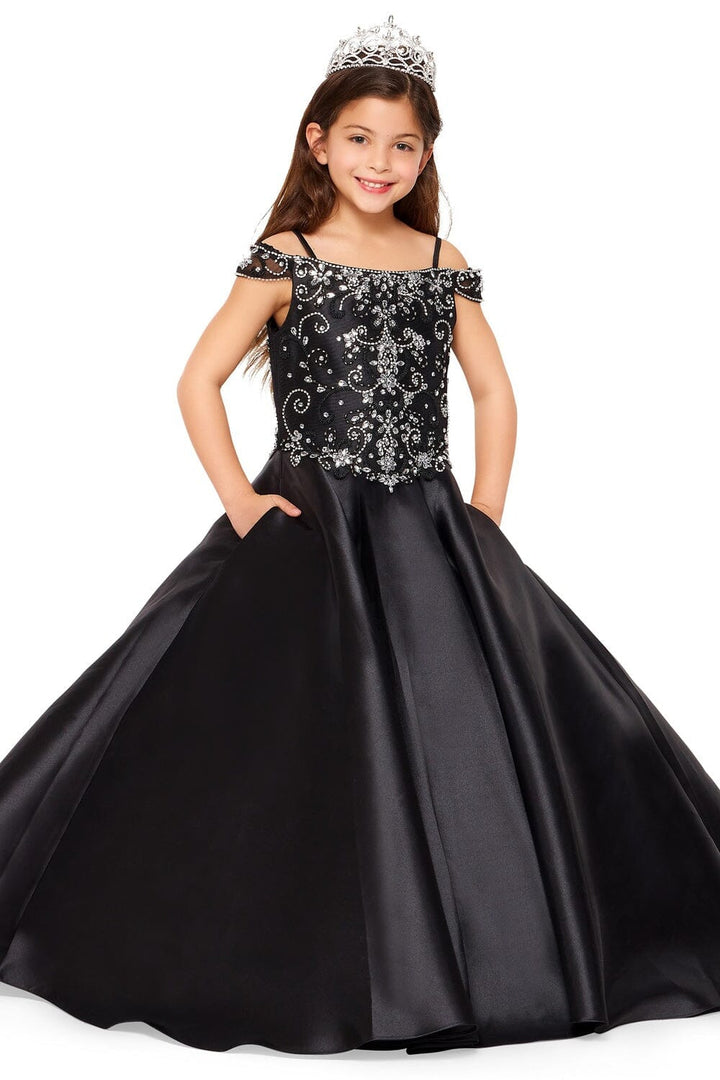 Girls Cold Shoulder Satin Gown by Cinderella Couture 8023
