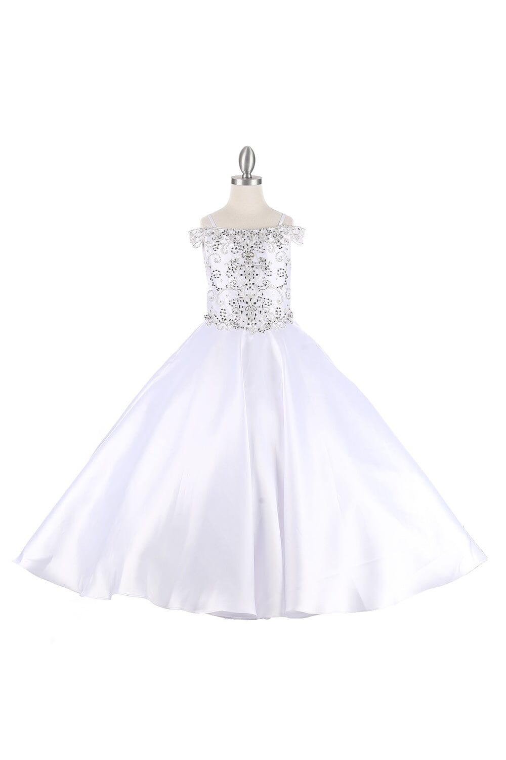 Girls Cold Shoulder Satin Gown by Cinderella Couture 8023