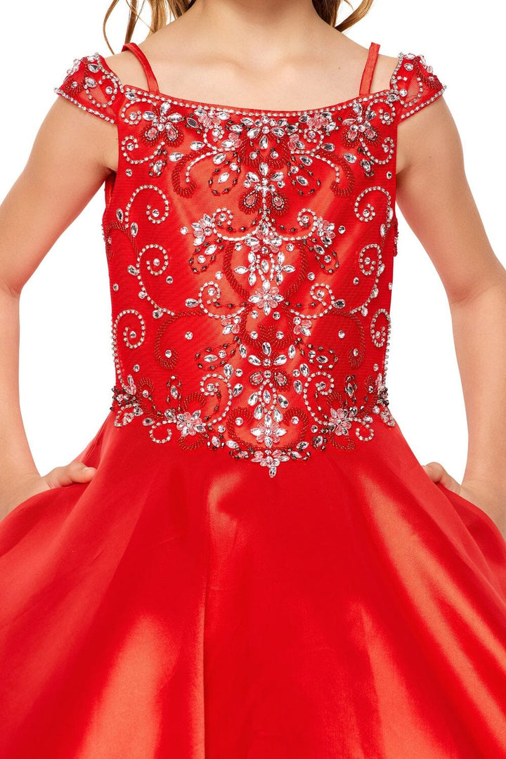 Girls Cold Shoulder Satin Gown by Cinderella Couture 8023