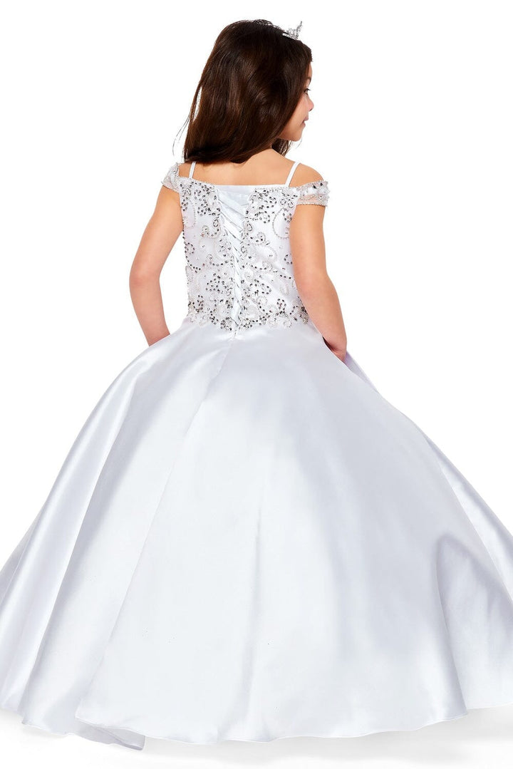 Girls Cold Shoulder Satin Gown by Cinderella Couture 8023