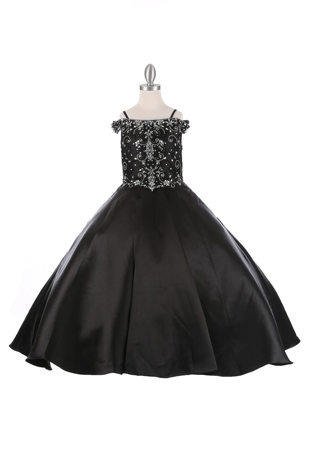 Girls Cold Shoulder Satin Gown by Cinderella Couture 8023