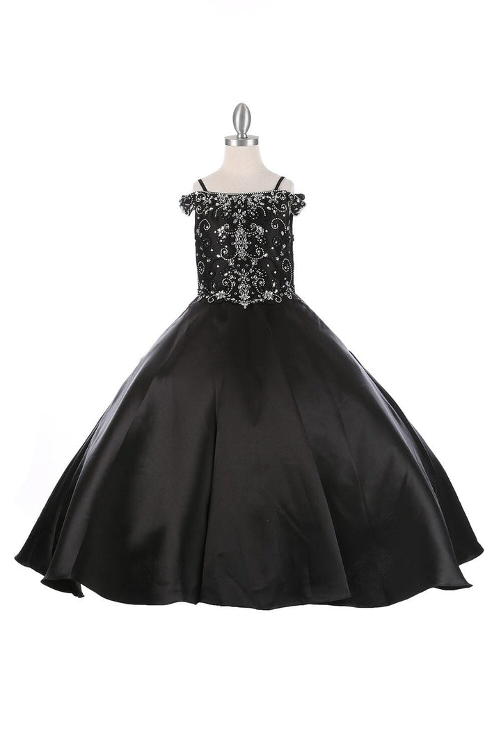 Girls Cold Shoulder Satin Gown by Cinderella Couture 8023