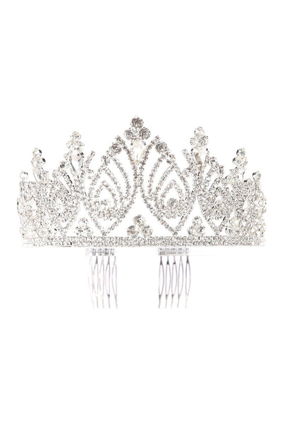Girls Elegant Rhinestone Silver Tiara with Comb – ABC Fashion display picture 1