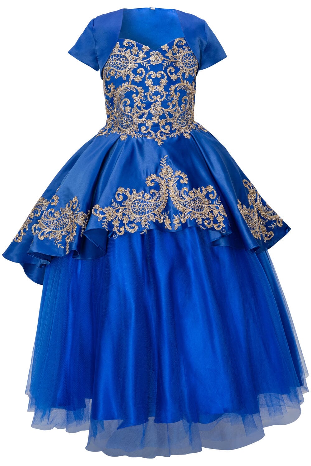 Girls Embroidered Ball Gown with Detachable Skirt 8008