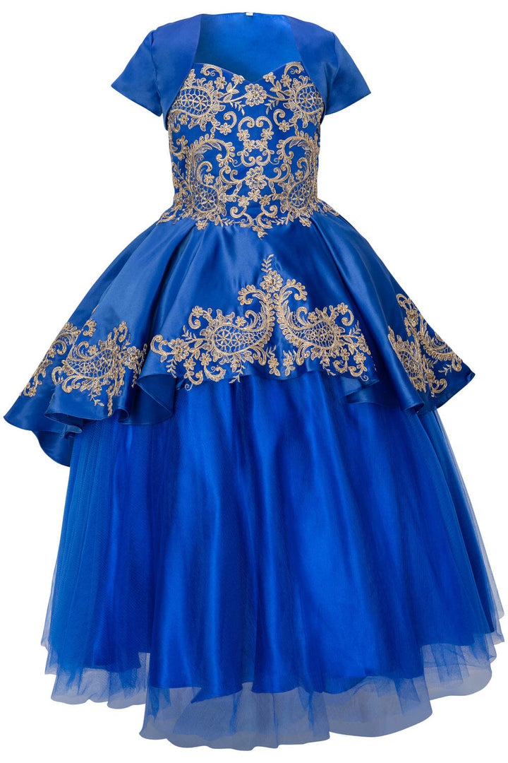 Girls Embroidered Ball Gown with Detachable Skirt 8008