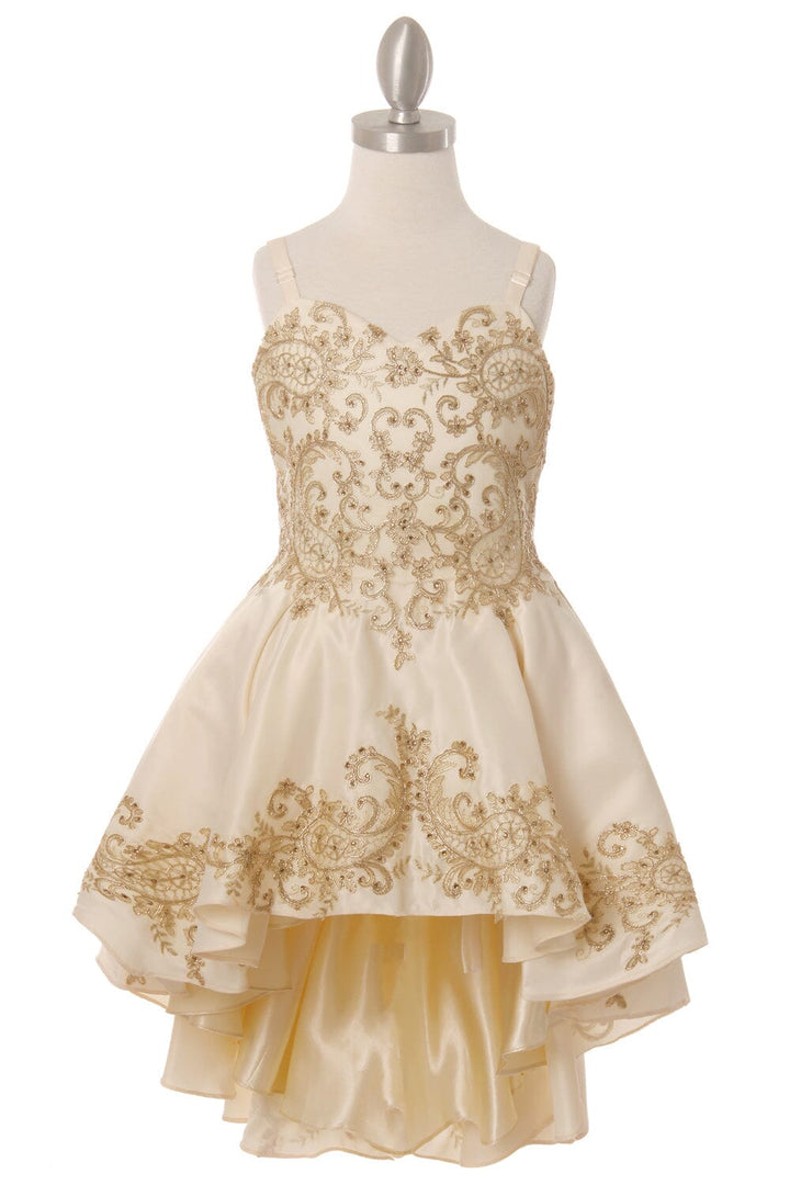 Girls Embroidered Ball Gown with Detachable Skirt 8008
