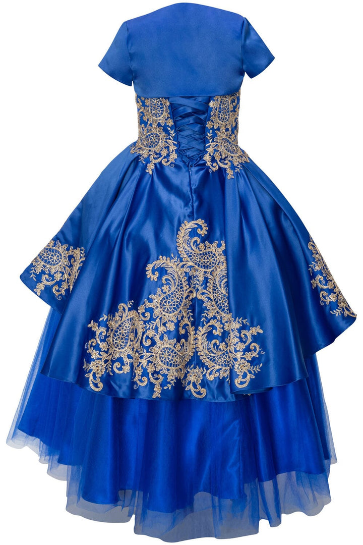 Girls Embroidered Ball Gown with Detachable Skirt 8008