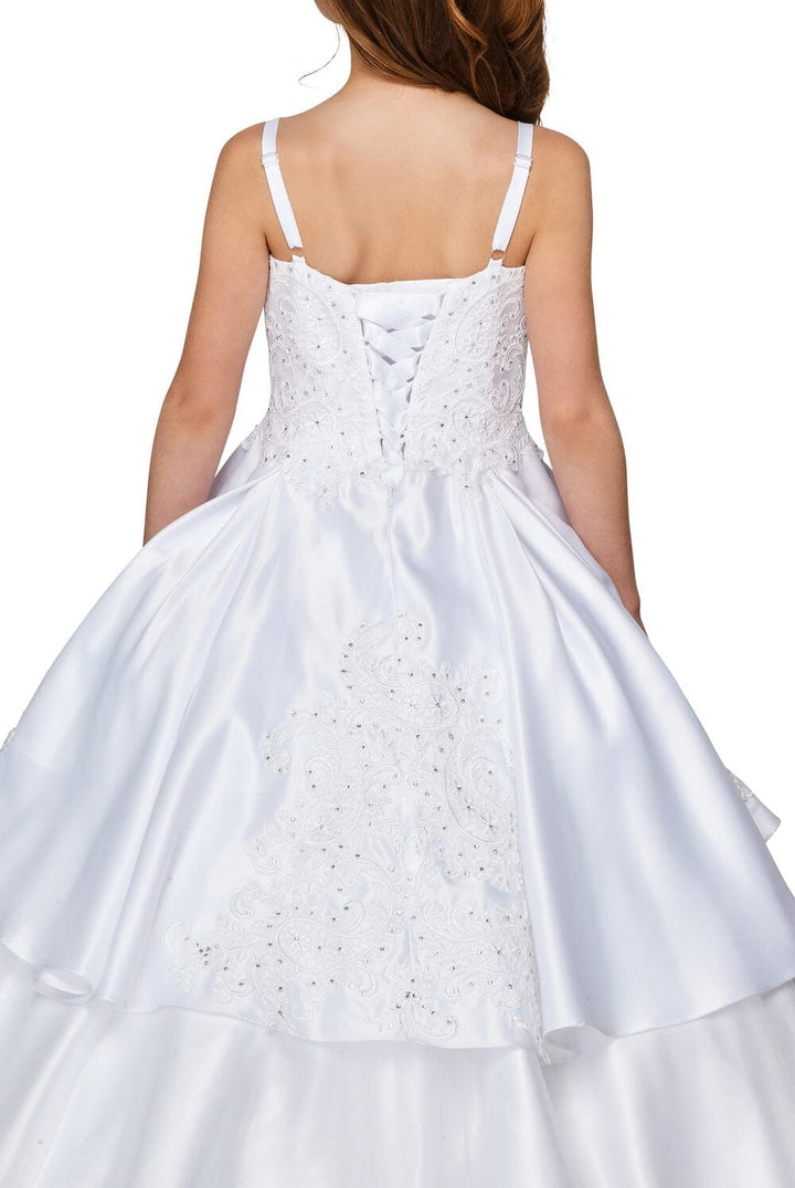 Girls Embroidered Ball Gown with Detachable Skirt 8008