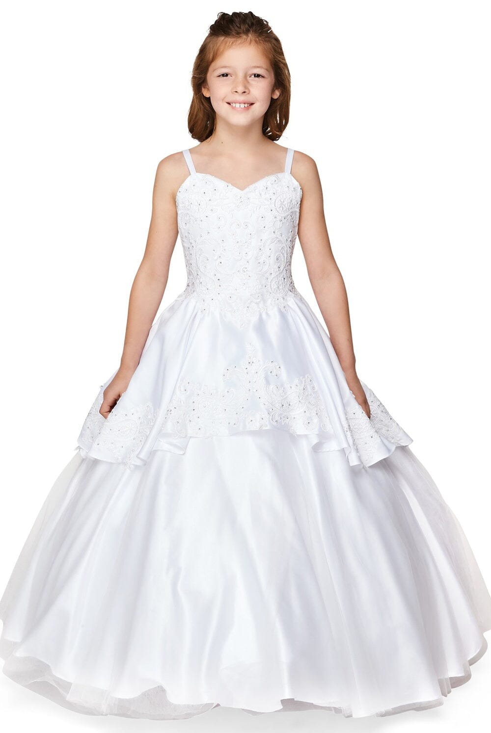 Girls Embroidered Ball Gown with Detachable Skirt 8008