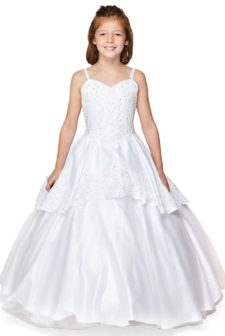 Girls Embroidered Ball Gown with Detachable Skirt 8008