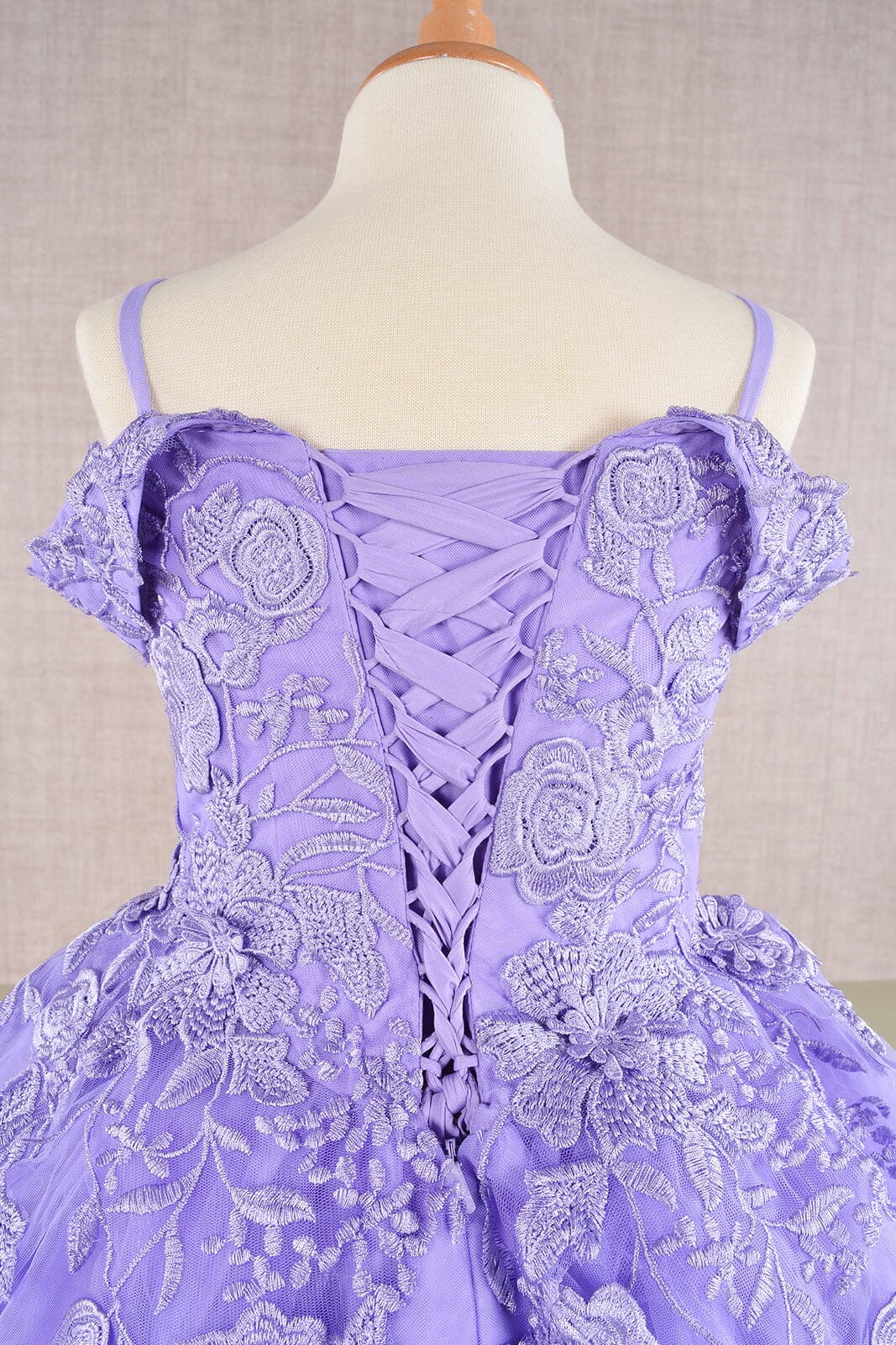 Girls Embroidered Cold Shoulder Gown by Elizabeth K GK112