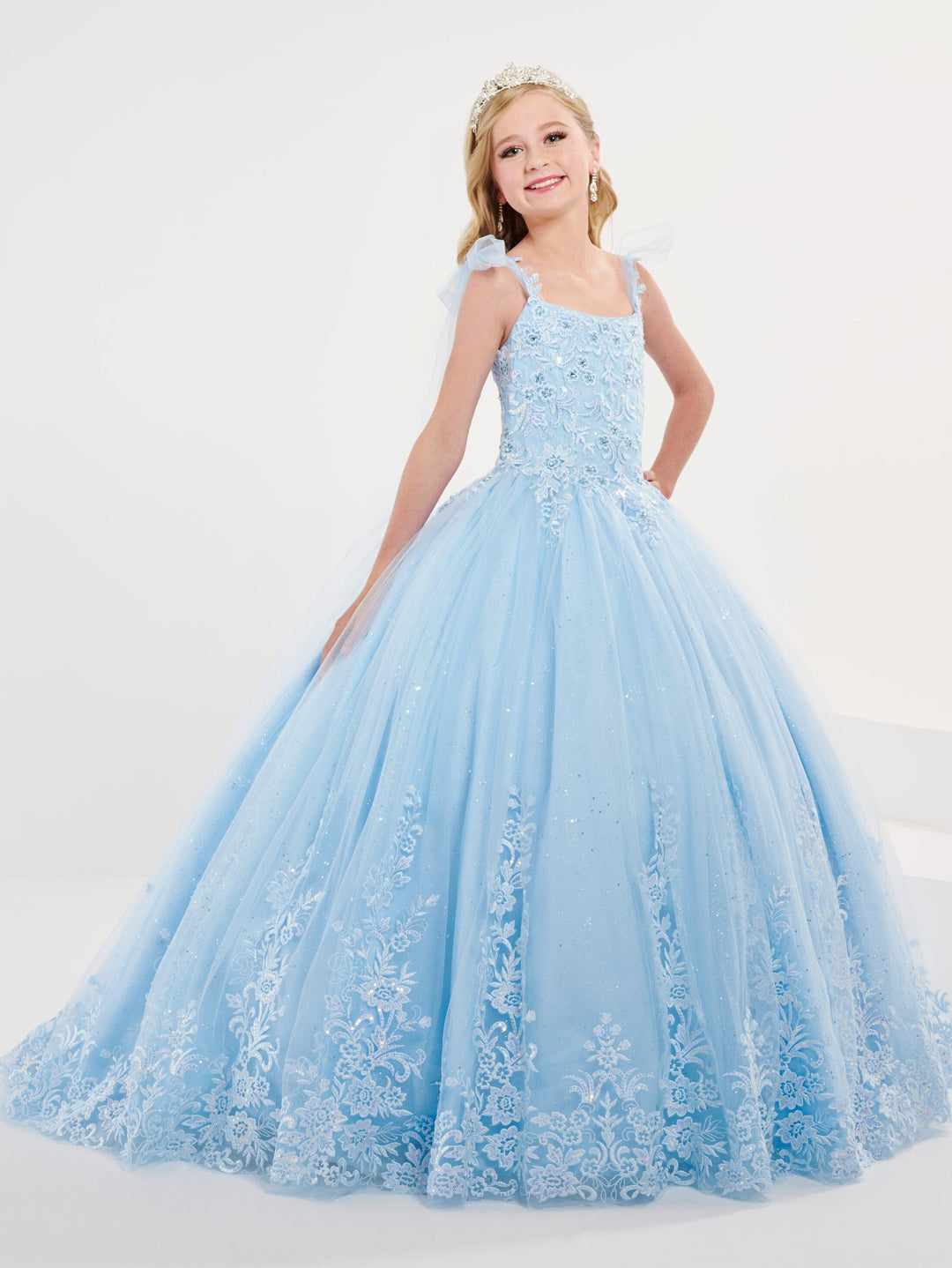 Girls Embroidered Sleeveless Gown by Tiffany Princess 13701