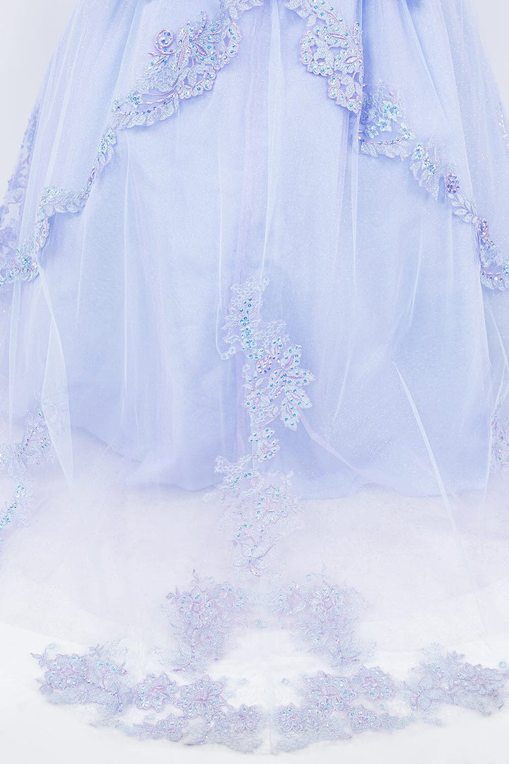 Girls Feather Cold Shoulder Gown by Cinderella Couture 8115