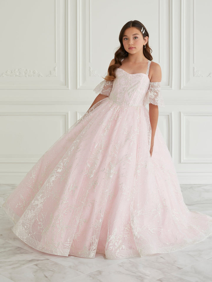 Girls Floral Applique Gown by Tiffany Princess 13659